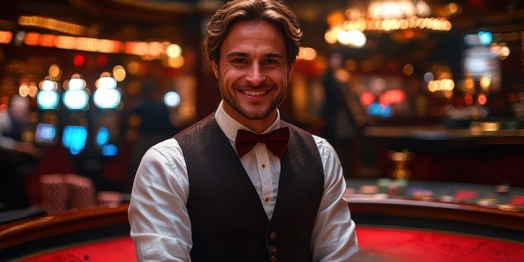 arabtoto French Roulette wheel and table layout with professional dealer